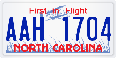 NC license plate AAH1704