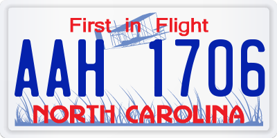 NC license plate AAH1706
