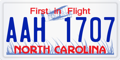 NC license plate AAH1707