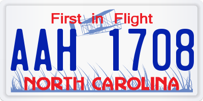 NC license plate AAH1708