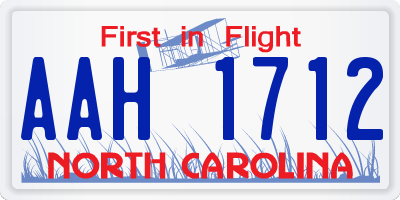 NC license plate AAH1712