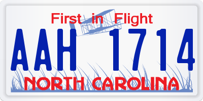 NC license plate AAH1714