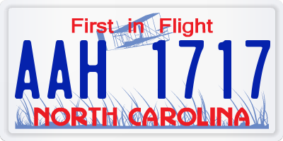 NC license plate AAH1717