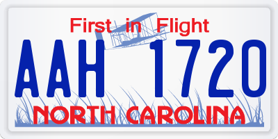 NC license plate AAH1720