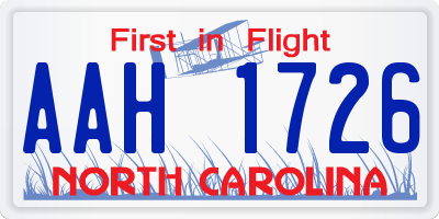 NC license plate AAH1726