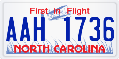 NC license plate AAH1736