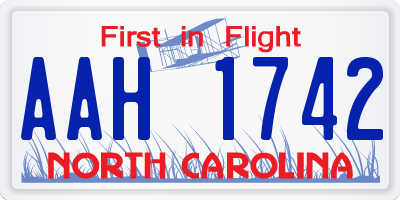 NC license plate AAH1742