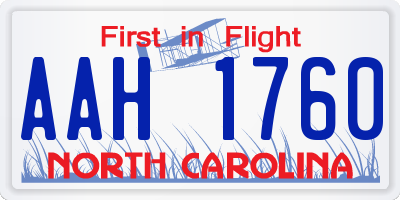 NC license plate AAH1760