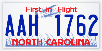 NC license plate AAH1762