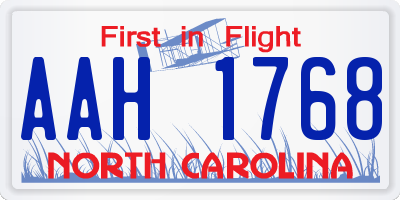 NC license plate AAH1768