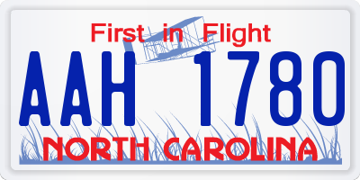 NC license plate AAH1780