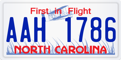 NC license plate AAH1786