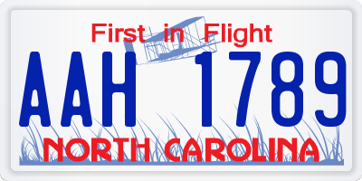 NC license plate AAH1789