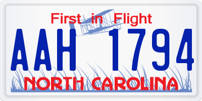 NC license plate AAH1794