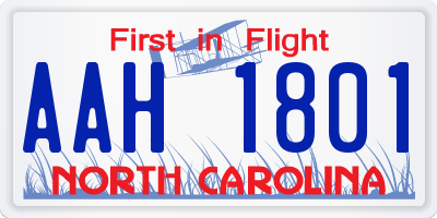 NC license plate AAH1801