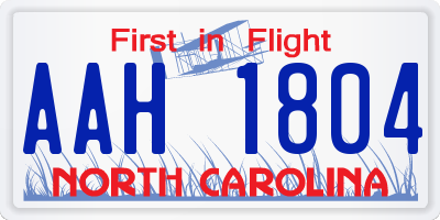 NC license plate AAH1804