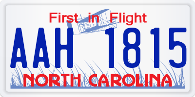 NC license plate AAH1815