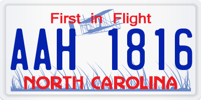 NC license plate AAH1816