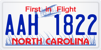 NC license plate AAH1822