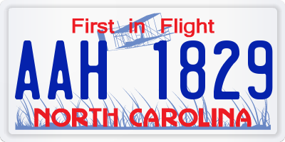 NC license plate AAH1829