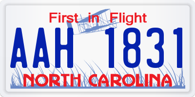 NC license plate AAH1831