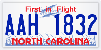 NC license plate AAH1832