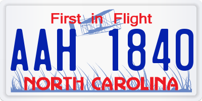 NC license plate AAH1840
