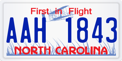 NC license plate AAH1843