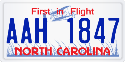 NC license plate AAH1847