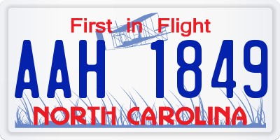 NC license plate AAH1849