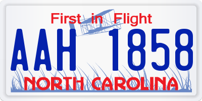 NC license plate AAH1858