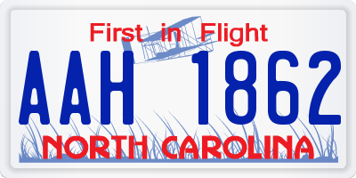 NC license plate AAH1862