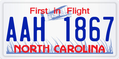 NC license plate AAH1867