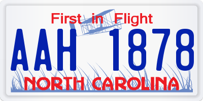 NC license plate AAH1878
