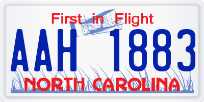 NC license plate AAH1883