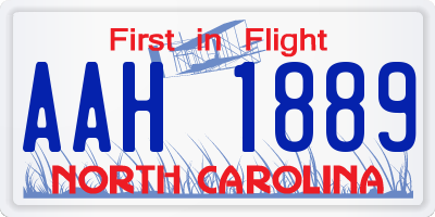 NC license plate AAH1889