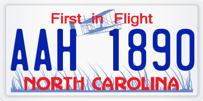 NC license plate AAH1890