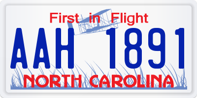 NC license plate AAH1891
