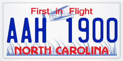 NC license plate AAH1900