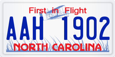 NC license plate AAH1902