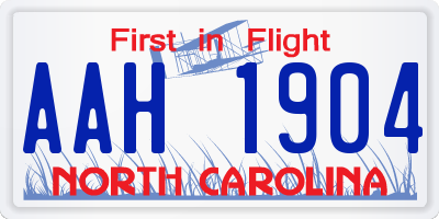 NC license plate AAH1904