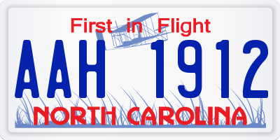 NC license plate AAH1912