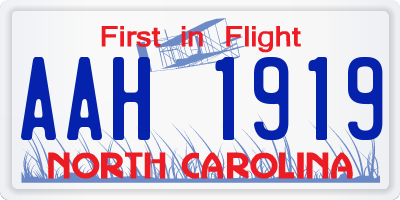 NC license plate AAH1919