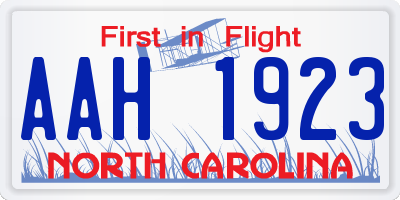 NC license plate AAH1923