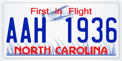 NC license plate AAH1936