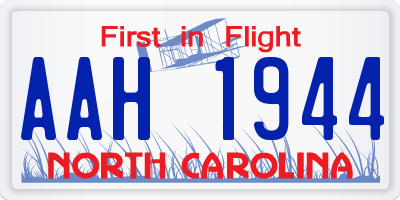 NC license plate AAH1944