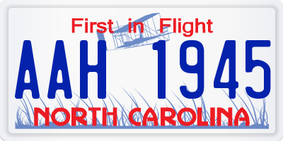 NC license plate AAH1945