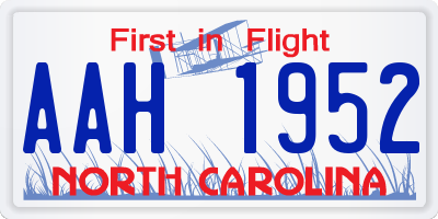 NC license plate AAH1952