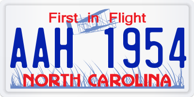 NC license plate AAH1954