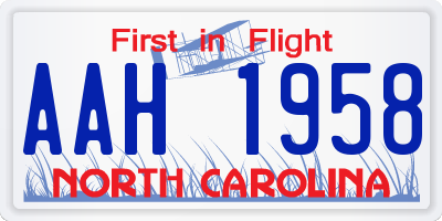 NC license plate AAH1958